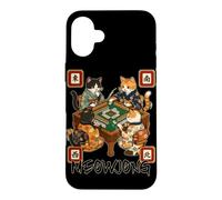 Carcasa para iPhone 16 Plus Meowjong Cat Playing Mahjong Game Juego Chino Tradicional