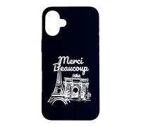 Carcasa para iPhone 16 Plus Merci Beaucoup Divertido Francés Diciendo París Amante Parisino