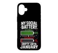 Carcasa para iPhone 16 Plus Mi batería Social vacía hasta enero Navidad Divertida