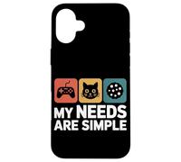 Carcasa para iPhone 16 Plus Mis Necesidades Son Sencillas Gato Aficionado A Los Juegos