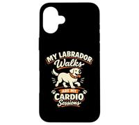 Carcasa para iPhone 16 Plus Mis Paseos de Labrador Son mis sesiones de Cardio, Divertido Labrador