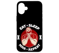 Carcasa para iPhone 16 Plus MMA Cage Fighter Eat Sleep Repetir Artes Marciales Mixtas