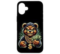 Carcasa para iPhone 16 Plus Money Calling Hip Hop Bear Teddy tee Gángster Rap Swag Dope