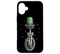 Carcasa para iPhone 16 Plus Monociclo Monociclo Leprechaun Shamrock Día de San Patricio