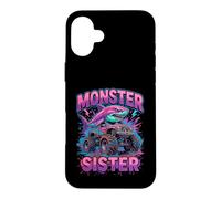 Carcasa para iPhone 16 Plus Monster Sister Shark Truck Funny Pink Sibling