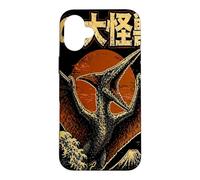 Carcasa para iPhone 16 Plus Monstruo Cielo Volando Kaiju Pterosaurio sobre Ola Japonés Retro