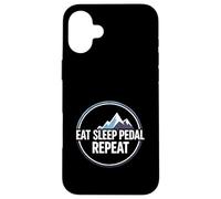 Carcasa para iPhone 16 Plus Mountain Biking Cyclist Eat Sleep Pedal Repeat