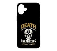 Carcasa para iPhone 16 Plus Muerte Sonríe Paramédico EMS Humor Oscuro Primer Responsable