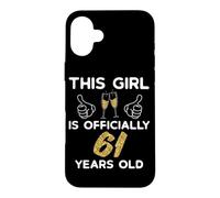 Carcasa para iPhone 16 Plus Mujer Oficialmente Celebración 61 Cumpleaños