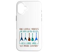 Carcasa para iPhone 16 Plus Músico Humor Little Voices Tell Me Get More Guitars