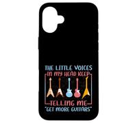 Carcasa para iPhone 16 Plus Músico Humor Little Voices Tell Me Get More Guitars