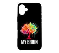 Carcasa para iPhone 16 Plus My Brain Tree Rainbow Splash Neurodivergente Adulto