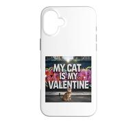 Carcasa para iPhone 16 Plus My Cat Is My Valentine Bengala Street Graffiti Amante de los Gatos