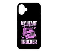 Carcasa para iPhone 16 Plus My Heart Belongs To A Trucker Funny Truck Driver