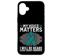 Carcasa para iPhone 16 Plus My Voice Matters Support Sexual Assault Awareness Gifts