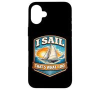 Carcasa para iPhone 16 Plus Navego, Eso es lo Que Hago, Barco de Vela Vintage Capitán Marinero