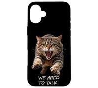 Carcasa para iPhone 16 Plus Necesitamos Hablar - Humor de Gato Tabby Feroz Ironía Shapes Mania