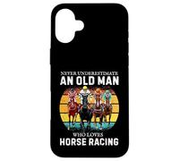 Carcasa para iPhone 16 Plus Never Underestimate an Old Man Who Loves Horse Racing