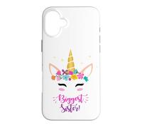 Carcasa para iPhone 16 Plus New Baby Girls Biggest Sister Unicorn