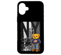 Carcasa para iPhone 16 Plus New York Teddy Bear Street Art Design - NY City Urban Bear