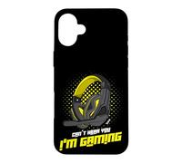 Carcasa para iPhone 16 Plus No te oigo, Juego con Auriculares de Gamer Que Dicen Amarillo