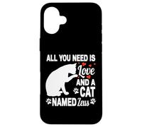 Carcasa para iPhone 16 Plus Nombre de Gato Personalizado Zeus Lindo Gatito Amante de Las Mascotas