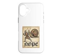 Carcasa para iPhone 16 Plus Nope Knight Fighting Giant Snail Funny Medieval History Meme