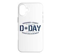 Carcasa para iPhone 16 Plus Normandía Francia Día D Honor and Remember Solid Navy Print