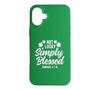 Carcasa para iPhone 16 Plus Not Lucky Simply Blessed, Vintage, St Patrick's Faith Green