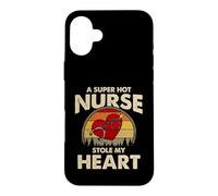 Carcasa para iPhone 16 Plus Nurses Couple Gift Super Hot Nurse Stole My Heart Valentines