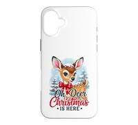 Carcasa para iPhone 16 Plus Oh Deer Christmas Is Here Cute Fawn Holiday Apparel