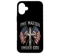 Carcasa para iPhone 16 Plus One Nation Under God Cross - Bandera Americana con gráfico patriótico