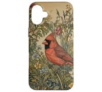 Carcasa para iPhone 16 Plus Pájaro de jardín Cardenal norteño, Estilo Vintage