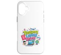 Carcasa para iPhone 16 Plus Pasaporte Laptop Repeat Travel Work Lifestyle Design