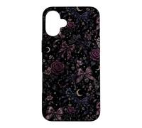 Carcasa para iPhone 16 Plus Patrón de Luna botánica Vintage con diseño Floral, Estilo Bow Coquet