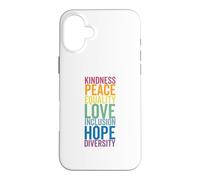 Carcasa para iPhone 16 Plus Paz Amor Esperanza Inclusión E Diversidad Derechos Humanos