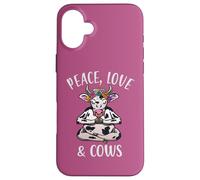 Carcasa para iPhone 16 Plus Peace Love & Cows Divertido Yoga meditando con Vacas