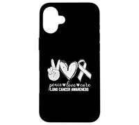Carcasa para iPhone 16 Plus Peace Love Cure Lung Cancer Awareness