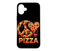 Carcasa para iPhone 16 Plus Peace Love Pizza tee - Divertida pizzería Retro