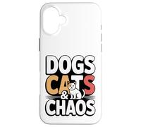 Carcasa para iPhone 16 Plus Perros Gatos Y Caos Perro Y Gato Mamá