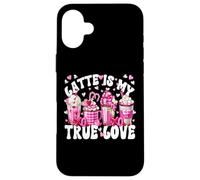 Carcasa para iPhone 16 Plus Pink Latte Mug Set True Love For Women Valentines Coffee