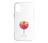 Carcasa para iPhone 16 Plus Pintura Botánica Flor Zinnia Roja y Rosa