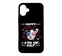 Carcasa para iPhone 16 Plus Pit Bull Dog Patriotic American 4th of July Dogs Lovers