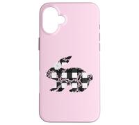 Carcasa para iPhone 16 Plus Plaid Bunny Easter Rabbit Black & White Flower Bunny Floral