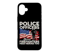 Carcasa para iPhone 16 Plus Police Officers Because Firefighters Need Heroes USA Flag