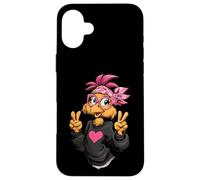 Carcasa para iPhone 16 Plus Pollo Divertido con Gafas Bandana Rosa Crazy Chicken Lady