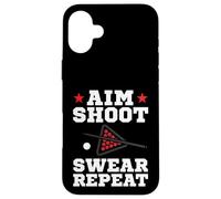 Carcasa para iPhone 16 Plus Pool Playing Aim Shoot Swear Repeat Pool Playing Billiards