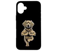 Carcasa para iPhone 16 Plus Pose Divertida con Forma de árbol para Perros con Forma de Cachorro de Golden Retriever, Vrikshasana