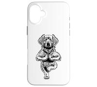 Carcasa para iPhone 16 Plus Pose Divertida con Forma de árbol para Perros con Forma de Cachorro de Golden Retriever, Vrikshasana