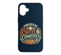 Carcasa para iPhone 16 Plus Powered by Coffee & Compost Funny Gardener